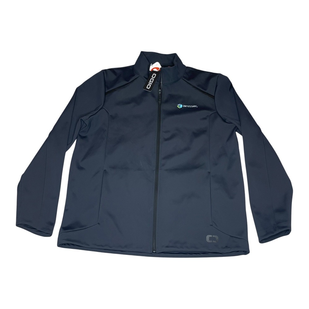NEW OGIO Intelsat Mens XL Softshell Jacket Navy Blue Full Zip Mock Neck Logo NWT